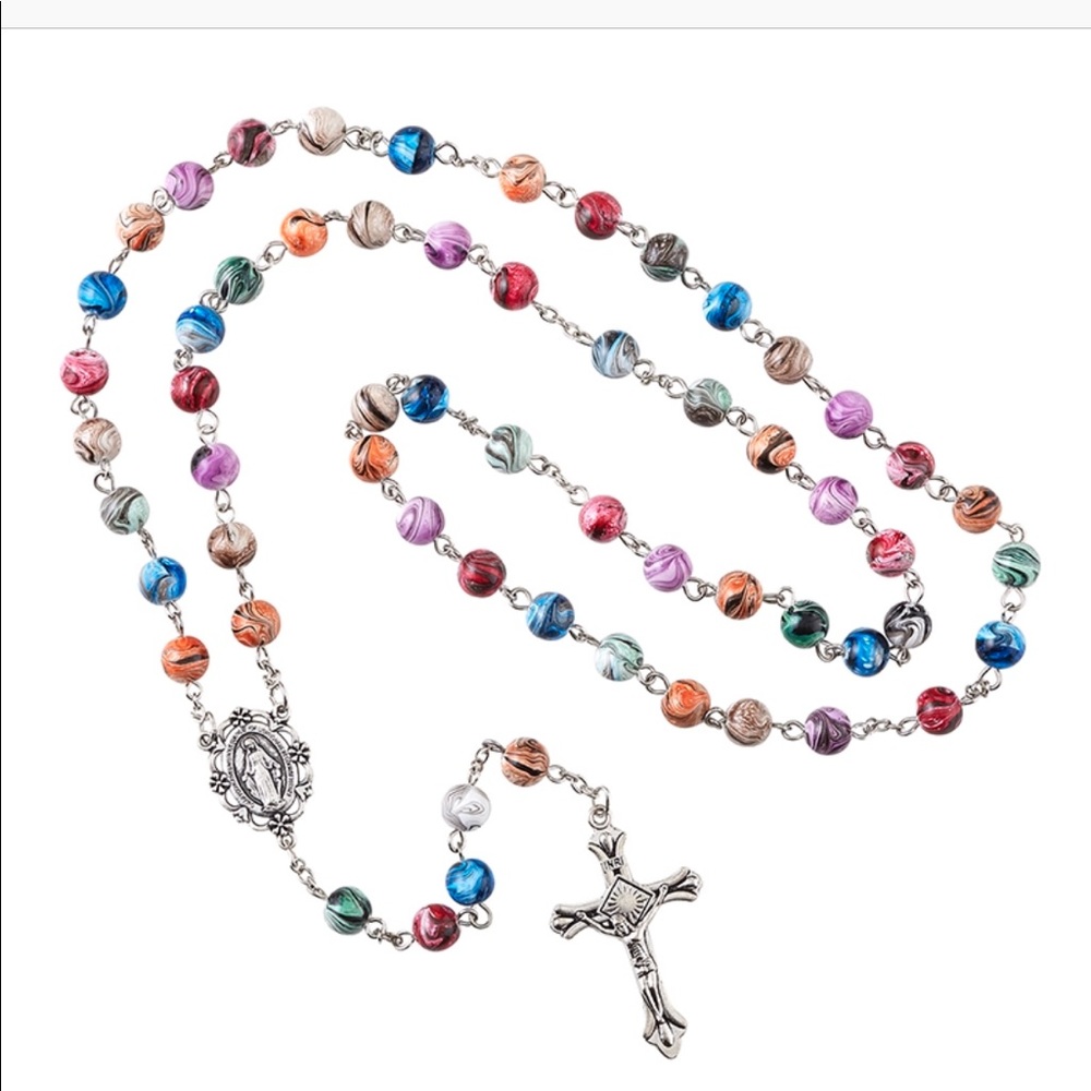 New Colorful Marbled Bead Rosary
